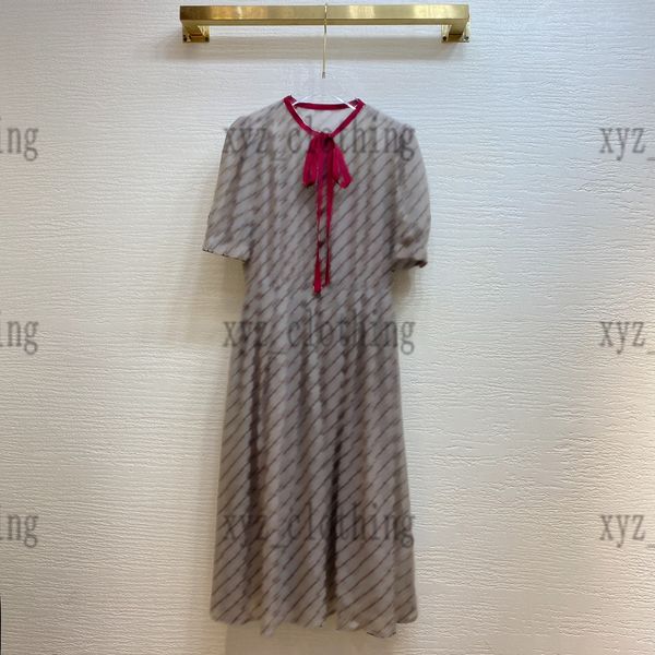 22ss summer luxury womens silk dresses designer short sleeve dress contrasting bow short-sleeved design high-end long skirts size sml, Black;gray
22ss summer luxury womens silk dresses designer short sleeve dress contrasting bow short-sleeved design high-end long skirts size sml, Black;gray