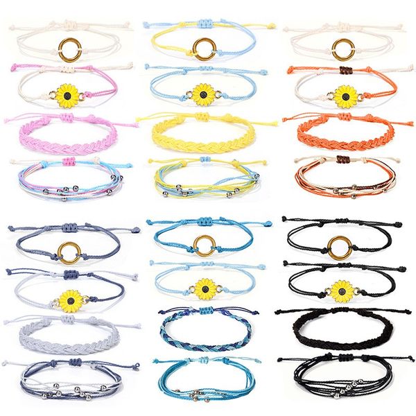 sunflower waterproof wax string bracelets set handmade braided rope charms boho surfer bracelets for girl women, Golden;silver
sunflower waterproof wax string bracelets set handmade braided rope charms boho surfer bracelets for girl women, Golden;silver