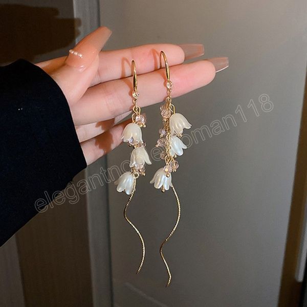 french diamond pearl crystal blue bell orchid tassel earrings for women korean fashion dangle earring daily birthday party jewelry gift, Silver
french diamond pearl crystal blue bell orchid tassel earrings for women korean fashion dangle earring daily birthday party jewelry gift, Silver