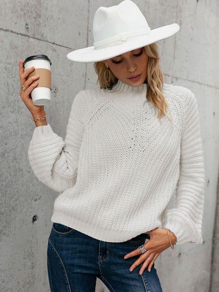 simplee raglan sleeve solid sweater j8ds#, White;black