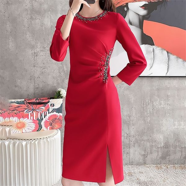 casual dresses fashion round neck nail bead waist closing dress 21 autumn and winter 7-sleeve bag hip slit medium length 8dzb, Black;gray
casual dresses fashion round neck nail bead waist closing dress 21 autumn and winter 7-sleeve bag hip slit medium length 8dzb, Black;gray