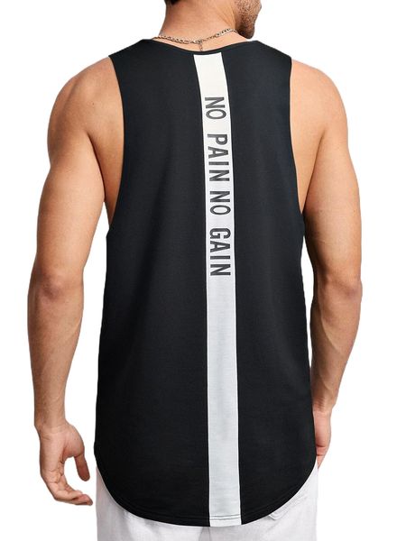 men slogan graphic tank j9io#, White;black