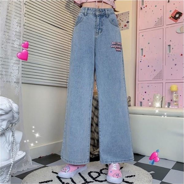 japanese spring women jeans cowboy wide leg demin pants love embroidery loose wild vintage straight leg pants student streetwear 210302, Blue
japanese spring women jeans cowboy wide leg demin pants love embroidery loose wild vintage straight leg pants student streetwear 210302, Blue