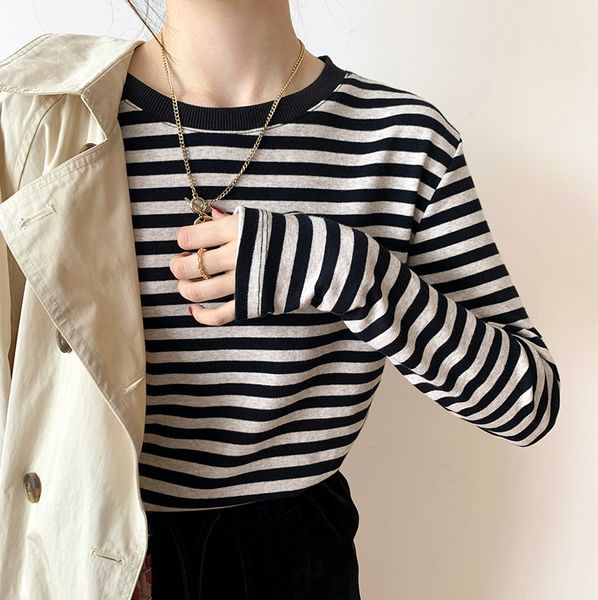 women's t-shirt green blue black striped long sleeve t shirt women cotton female basic bottoming autumn t-shirts gloves s-xl, White
women's t-shirt green blue black striped long sleeve t shirt women cotton female basic bottoming autumn t-shirts gloves s-xl, White