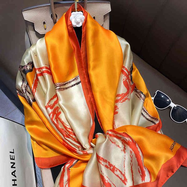 orange junma silk scarf spring and autumn thin fashion foreign style shawl holiday sunscreen air conditioning room, Blue;gray
orange junma silk scarf spring and autumn thin fashion foreign style shawl holiday sunscreen air conditioning room, Blue;gray