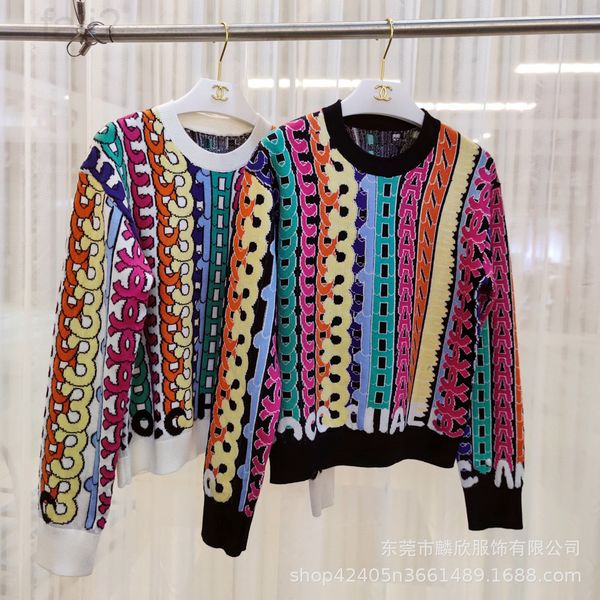 women's sweaters designer 2021 autumn winter new style small fragrance doughnut contrast rainbow chain knitted cashmere sweater round n, White;black
women's sweaters designer 2021 autumn winter new style small fragrance doughnut contrast rainbow chain knitted cashmere sweater round n, White;black