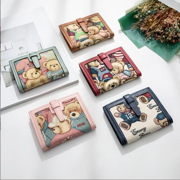 new jacquard canvas wallet multi card slot short card bag, Red;black 
new jacquard canvas wallet multi card slot short card bag, Red;black