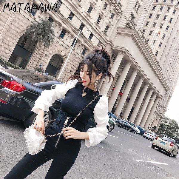 spring korean fashion puff sleeve pullovers hollow out oneck bottoming woman sweater outer wear womens clothing 210506, White;black
spring korean fashion puff sleeve pullovers hollow out oneck bottoming woman sweater outer wear womens clothing 210506, White;black