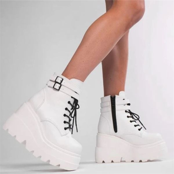 winter fashion high platform boots leather high wedges ankle boots women female punk style high heels shoes for woman 220815, Black
winter fashion high platform boots leather high wedges ankle boots women female punk style high heels shoes for woman 220815, Black