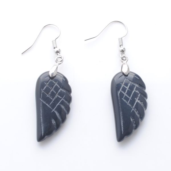 angel wings stone dangle earrings black agate stone reiki chakra drop pendant earring birthday party jewelry dr3304, Silver
angel wings stone dangle earrings black agate stone reiki chakra drop pendant earring birthday party jewelry dr3304, Silver