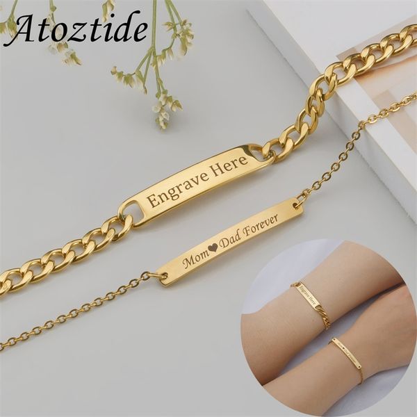atoztide custom name bar nameplate couple bracelet stainless steel for men women adjustable link chain personalized jewelry gift 220716, Black
atoztide custom name bar nameplate couple bracelet stainless steel for men women adjustable link chain personalized jewelry gift 220716, Black