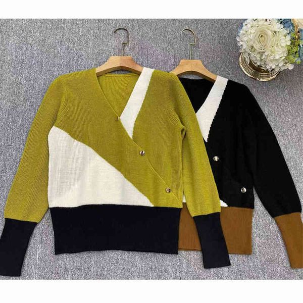 women's sweaters wrap style cross v-neck button embellishment irregular fashion contrast sweater women's long sleeved wool top, White;black
women's sweaters wrap style cross v-neck button embellishment irregular fashion contrast sweater women's long sleeved wool top, White;black