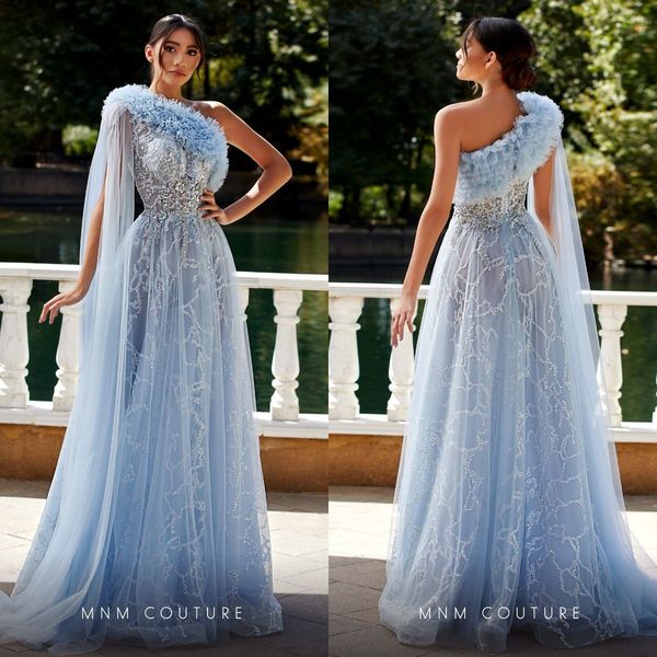 light blue one shoulder prom dress ruffles tulle beaded appliqued formal evening gowns sweep train party dresses, Black
light blue one shoulder prom dress ruffles tulle beaded appliqued formal evening gowns sweep train party dresses, Black