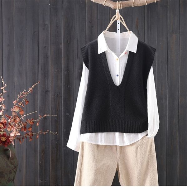 loose solid color v-neck knitted sweater vest female simple sleeveless fashion sweater vest pullover women spring 201203, White;black
loose solid color v-neck knitted sweater vest female simple sleeveless fashion sweater vest pullover women spring 201203, White;black