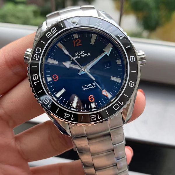 42mm mens automatic mechanical watch ceramic independent gmt black silver stainless steel luminous hand, Slivery;brown
42mm mens automatic mechanical watch ceramic independent gmt black silver stainless steel luminous hand, Slivery;brown