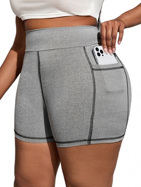 plus stitching phone pocket biker shorts e2wo#, Black
plus stitching phone pocket biker shorts e2wo#, Black