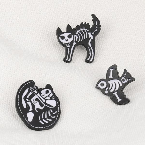 black white cat dog rabbit bird skeleton shape brooches alloy animal jeans clothes badges cartoon women backpack sweater clothing lapel pin, Gray
black white cat dog rabbit bird skeleton shape brooches alloy animal jeans clothes badges cartoon women backpack sweater clothing lapel pin, Gray