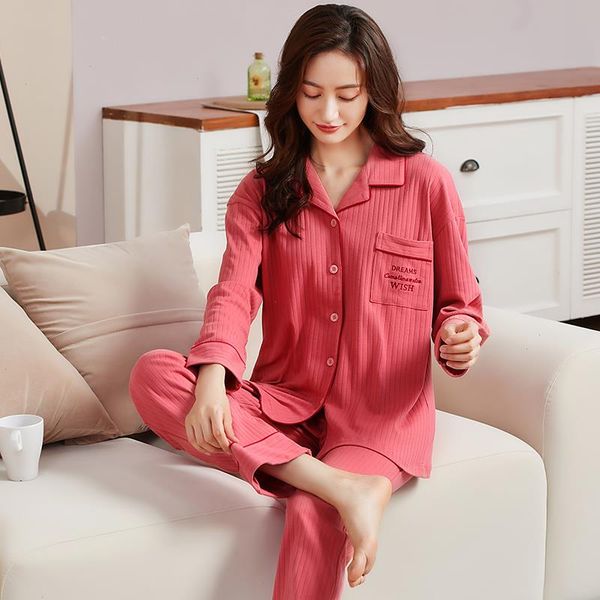autumn 100 cotton women pajamas set long sleeve femme sleepwear leisure soft comfortable female pyjamas, Black;red
autumn 100 cotton women pajamas set long sleeve femme sleepwear leisure soft comfortable female pyjamas, Black;red
