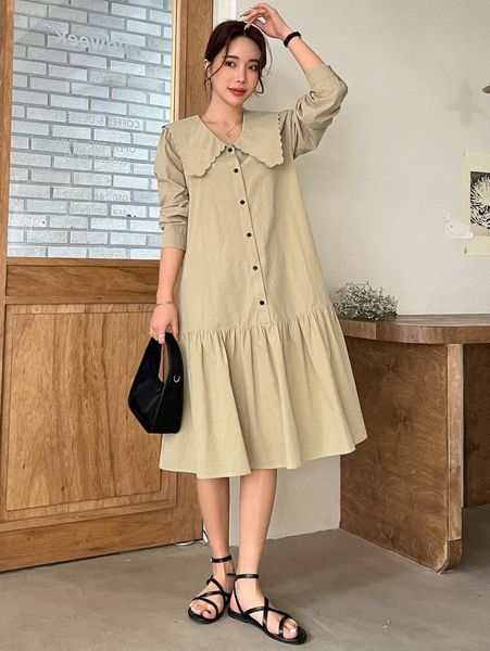 dazy scallop trim peter pan collar ruffle hem smock dress d2hh#, Black;gray
dazy scallop trim peter pan collar ruffle hem smock dress d2hh#, Black;gray