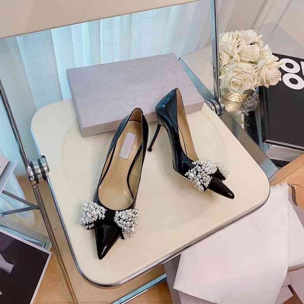 shoes women's dress varnished genuine leather cleats soft pointed high heels bows decorations spring series, Black
shoes women's dress varnished genuine leather cleats soft pointed high heels bows decorations spring series, Black