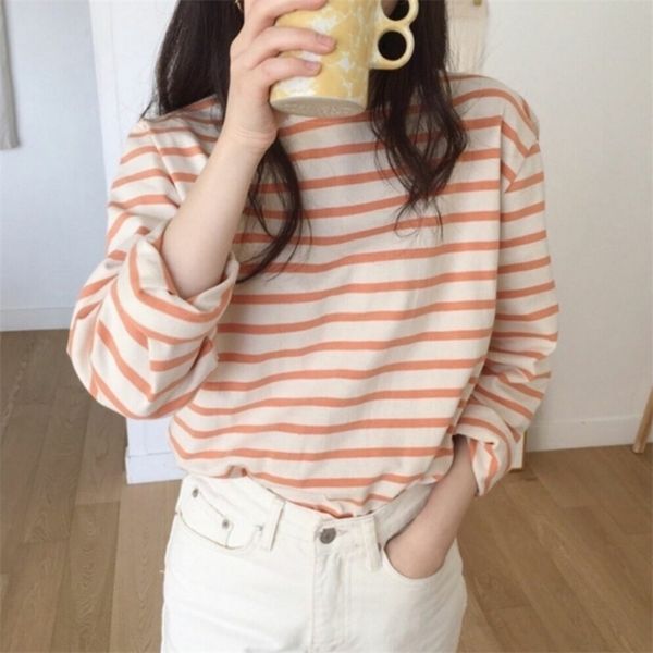 harteen t shirt loose cotton striped tshirt women autumn long sleeves o-neck korean all-match basic woman femme tee t-shirts 220427, White
harteen t shirt loose cotton striped tshirt women autumn long sleeves o-neck korean all-match basic woman femme tee t-shirts 220427, White