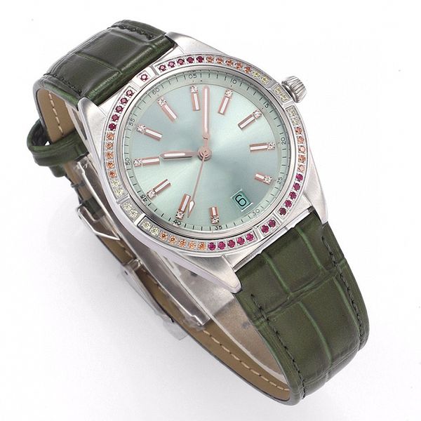 classic mens woman watches fully automatic mechanical watch 36mm leather strap sapphire life waterproof design montre de luxe colorful dial, Slivery;brown 
classic mens woman watches fully automatic mechanical watch 36mm leather strap sapphire life waterproof design montre de luxe colorful dial, Slivery;brown