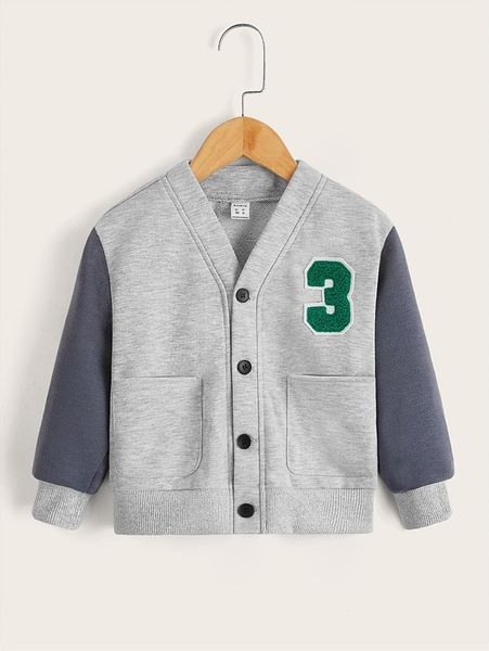toddler boys number patched bomber jacket she, Blue;gray