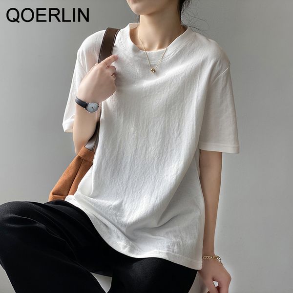 qoerlin minimalist 100% cotton tshirt female summer korean loose student o neck solid shirt basic teewhite black basicwear 210412, White
qoerlin minimalist 100% cotton tshirt female summer korean loose student o neck solid shirt basic teewhite black basicwear 210412, White