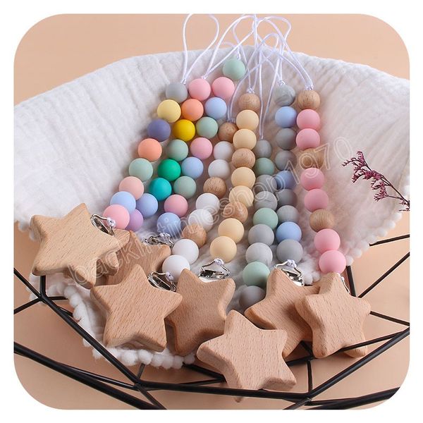baby pacifier chain wooden five-pointed star clip sweet candy color silicone bead pacifiers holder newbron appease toy
baby pacifier chain wooden five-pointed star clip sweet candy color silicone bead pacifiers holder newbron appease toy