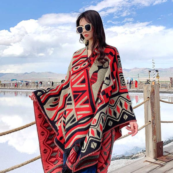 shawl cloaks autumn and winter womens thickened warm slit scarf yunnan lijiang nepal tourism p o scarf, Blue;gray
shawl cloaks autumn and winter womens thickened warm slit scarf yunnan lijiang nepal tourism p o scarf, Blue;gray