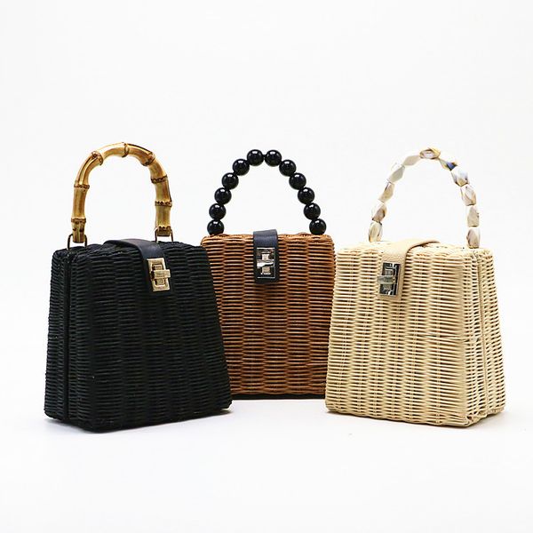 2022 new crossbody beach bag straw knitting box 3 colours handbag fashion