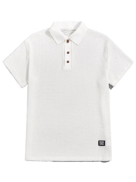 men button front patched polo shirt i8yt#, White;black
men button front patched polo shirt i8yt#, White;black