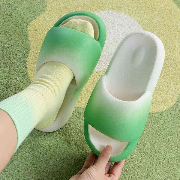 2022 new color matching gradient women summer slippers home indoor girls bread slides fashion soft thick sole non slip sandals t220728, Black
2022 new color matching gradient women summer slippers home indoor girls bread slides fashion soft thick sole non slip sandals t220728, Black