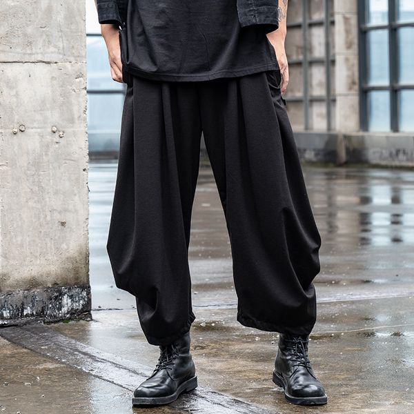 men's pants spring dark japanese style personality fold design dark temperament wide-leg fashionable cropped trousers harajuku pantalon, Black
men's pants spring dark japanese style personality fold design dark temperament wide-leg fashionable cropped trousers harajuku pantalon, Black