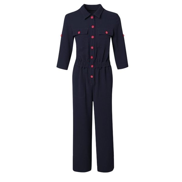 women's autumn new fashion lapel cropped sleeves autumn section jumpsuit 210326, Black;white
women's autumn new fashion lapel cropped sleeves autumn section jumpsuit 210326, Black;white