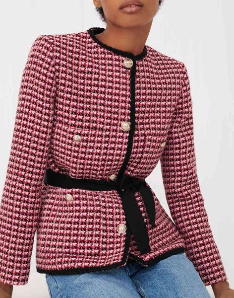 women's jackets fadan 21 spring and summer style small fragrance color contrast piping grid pattern short coat, Black;brown
women's jackets fadan 21 spring and summer style small fragrance color contrast piping grid pattern short coat, Black;brown
