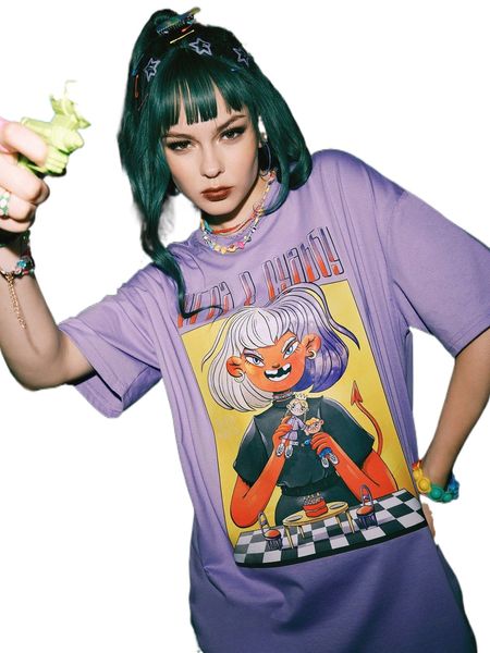 romwe x southernwolfy street life slogan & cartoon graphic drop shoulder oversized tee r9wj#, White
romwe x southernwolfy street life slogan & cartoon graphic drop shoulder oversized tee r9wj#, White