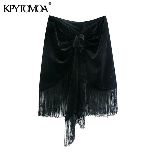 kpytomoa women fashion with knot tied tassel pleated velvet mini skirt vintage high waist back zipper female skirts mujer 210311, Black
kpytomoa women fashion with knot tied tassel pleated velvet mini skirt vintage high waist back zipper female skirts mujer 210311, Black