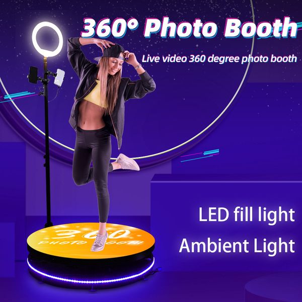 80CM 360 Photo Booth Machine Automatic Spin Tempered Metal Remote Control Photobooth Variable Speed Rotating Machine for Events