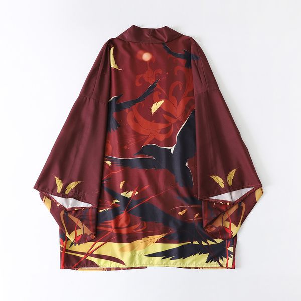 2022 new summer crow print loose japanese streetwear cardigan women men harajuku samurai haori kimono cosplay blouse yukata, Red
2022 new summer crow print loose japanese streetwear cardigan women men harajuku samurai haori kimono cosplay blouse yukata, Red