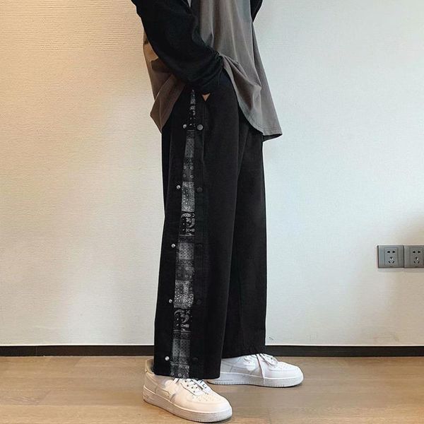 men bandana casual pant paisley wide leg patchwork trousers boys loose vintage streetwear male aa, Black
men bandana casual pant paisley wide leg patchwork trousers boys loose vintage streetwear male aa, Black