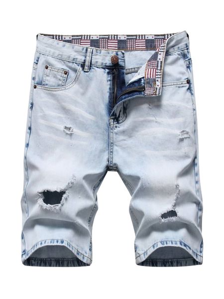men ripped frayed denim shorts 24mf#, White;black