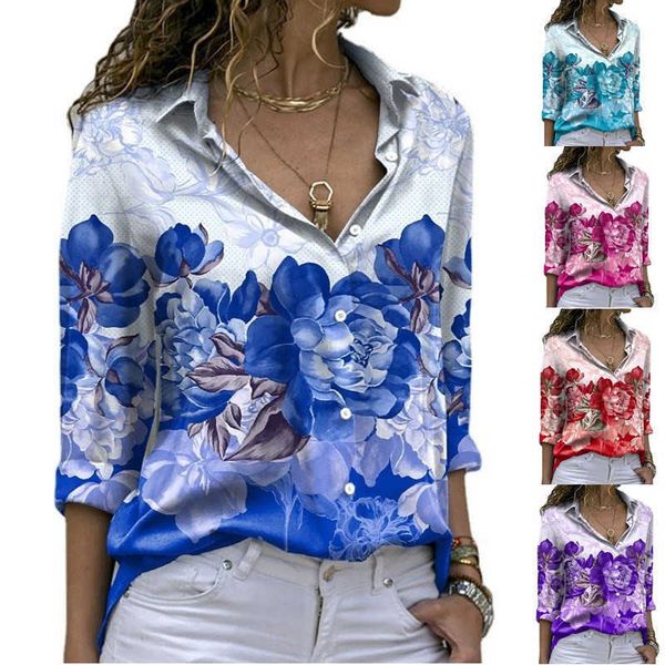 women's 2022 spring and summer new long sleeved shirt urban printed shirt lapel women's shirt, White
women's 2022 spring and summer new long sleeved shirt urban printed shirt lapel women's shirt, White