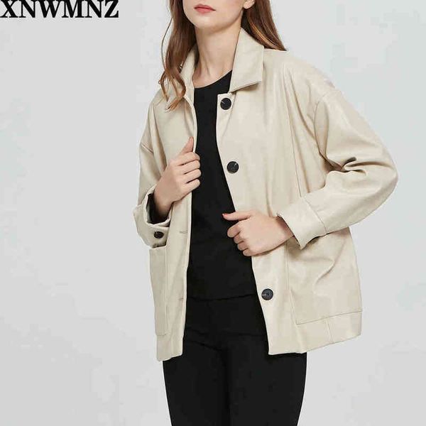 xnwmnz za women boy friend black faux leather jacket coat pocket ladies long sleeve loose oversize coat 210513
xnwmnz za women boy friend black faux leather jacket coat pocket ladies long sleeve loose oversize coat 210513