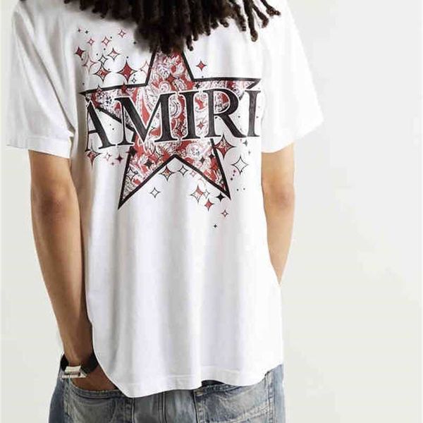european and american designer fashion am1riy t shirt 2022 flower five pointed cashew star print high street men and women lovers, White;black
european and american designer fashion am1riy t shirt 2022 flower five pointed cashew star print high street men and women lovers, White;black