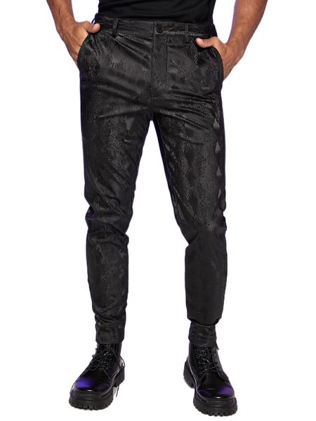 men snakeskin print slant pocket tailored pants i2nx#, Black
men snakeskin print slant pocket tailored pants i2nx#, Black
