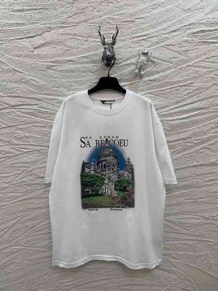 women's t-shirt high version correct printing castle short sleeves can be solid, White
women's t-shirt high version correct printing castle short sleeves can be solid, White