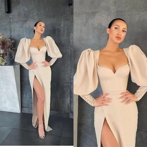 new vintage champagne puff long sleeves evening dresses side slit sweetheart chiffon satin 2022 modern formal party gown b0623x02, Black;red
new vintage champagne puff long sleeves evening dresses side slit sweetheart chiffon satin 2022 modern formal party gown b0623x02, Black;red
