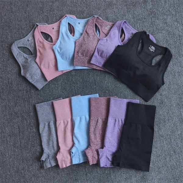 women seamless 2pcs yoga set sports bra high waist fitness gym shorts running wear workout clothes suits 220317, Gray
women seamless 2pcs yoga set sports bra high waist fitness gym shorts running wear workout clothes suits 220317, Gray