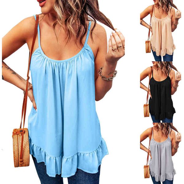 women's t-shirt 2022 summer women's dress ruffled suspender sleeveless versatile vest t-shirt 8b0w, White
women's t-shirt 2022 summer women's dress ruffled suspender sleeveless versatile vest t-shirt 8b0w, White